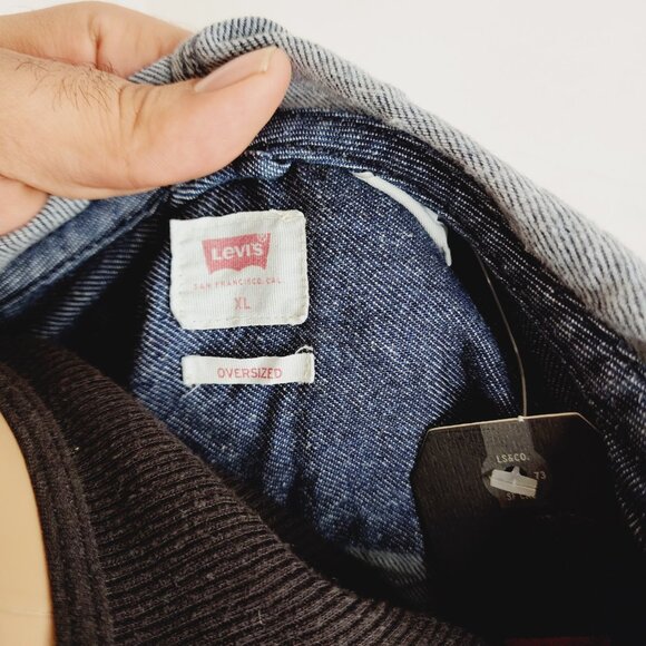 Levi's Warm Sutter Hooded Overshirt Navy XL OverSized Cottonized Hemp NWT - Picture 12 of 16